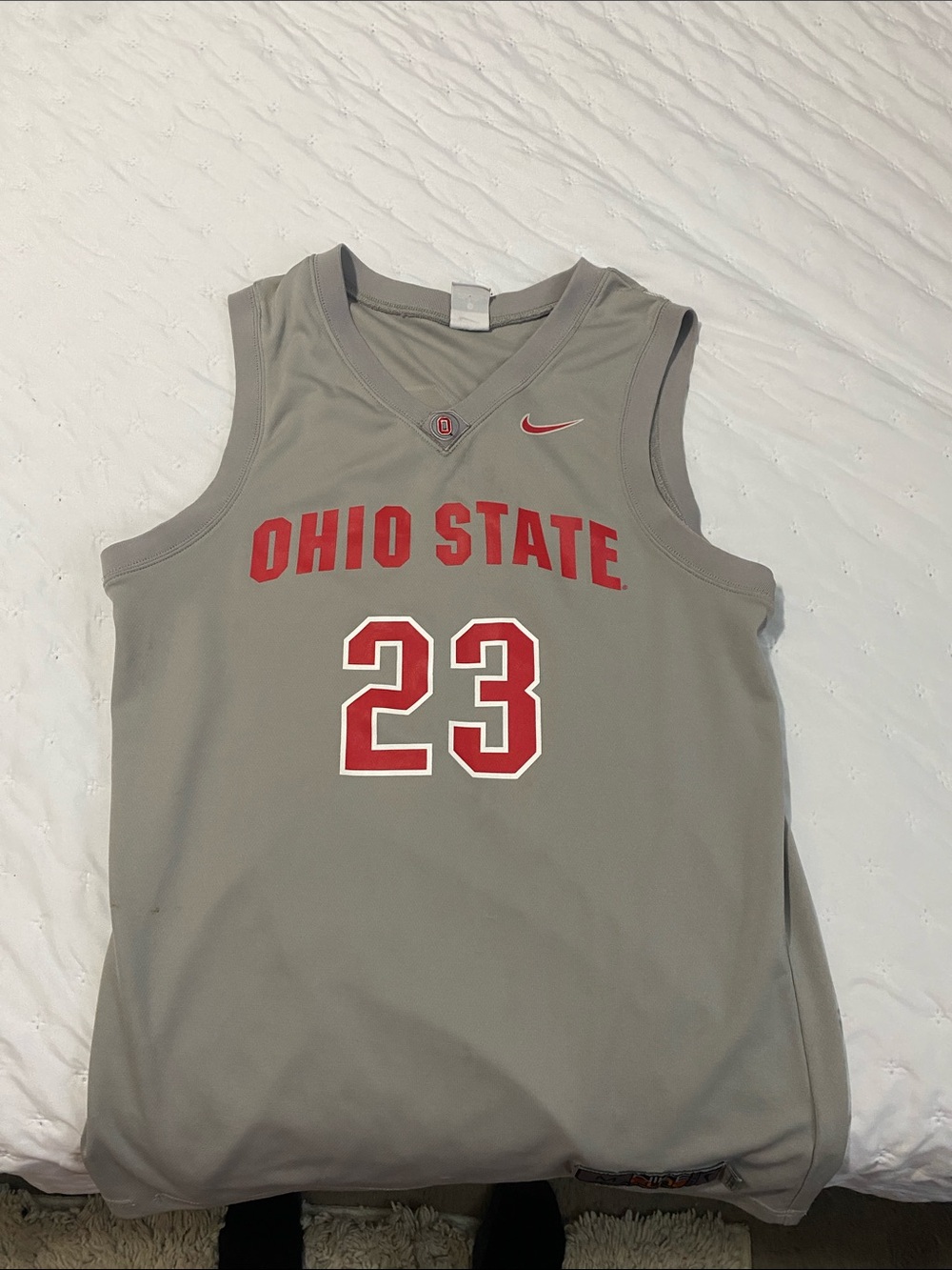 Nike Gray Ohio State Basketball Jersey with Red Accents #23